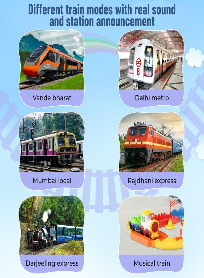 Mirana Block Rider Toy Train Set with Colorful & Multiple Track Layout, USB Rechargeable Type-C Engine, Various Sound Modes - Vande Bharat, Rajdhani, Delhi Metro, Kids 2-8 Years (Basic - 47 Pcs) - Image 3