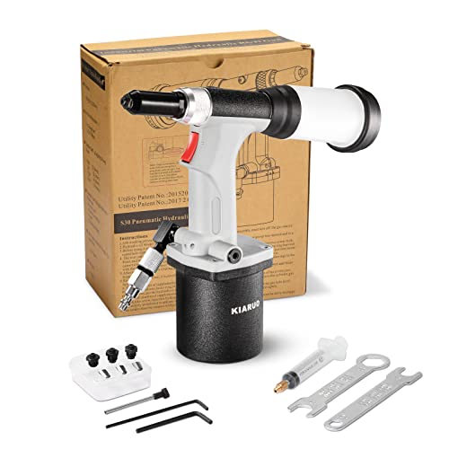 KIARUO Pneumatic Rivet Gun S30 Self-Suction Air Rivet Gun 3/16" 5/32" 1/8" 3/32" Hydraulic Riveter with 1 Set of Extra Jaws - Image 1