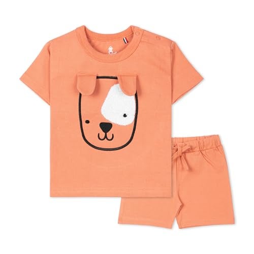 ARIEL Baby Boys & Baby girls Cotton Printed Round Neck Half Sleeve T-shirt & Short Trendy Summer Clothing Sets (orgEyePatch-12-18 months) - Image 1