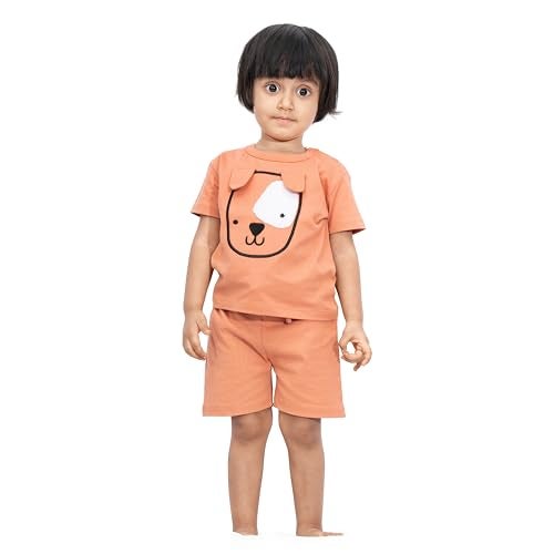 ARIEL Baby Boys & Baby girls Cotton Printed Round Neck Half Sleeve T-shirt & Short Trendy Summer Clothing Sets (orgEyePatch-12-18 months) - Image 3