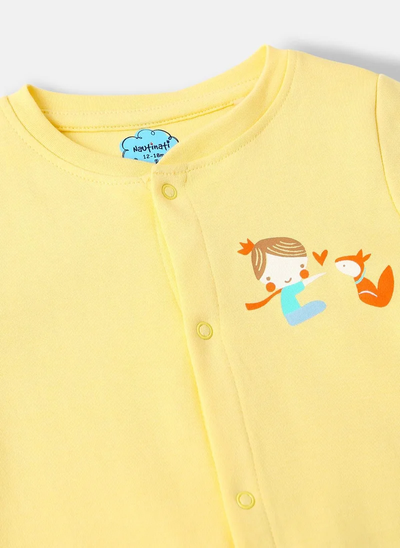 Nautinati  Nautinati Infants Premium Cotton Graphic Printed Pack of 2 Sleepsuits  | Best Price UAE