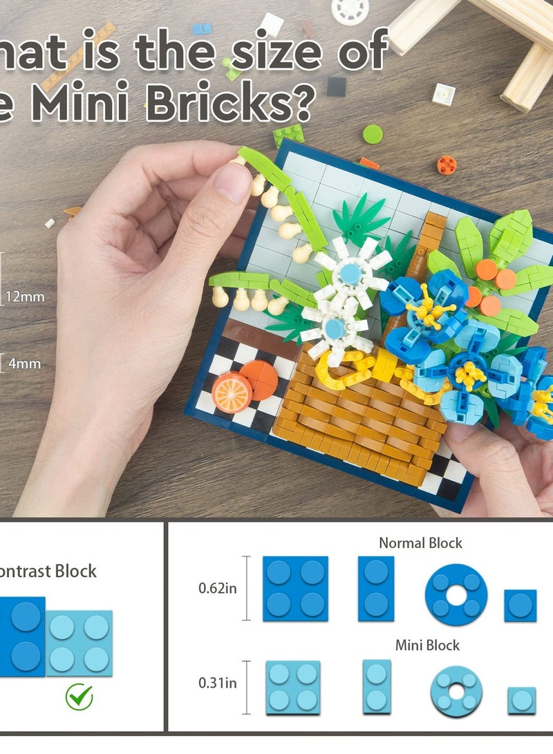 Excefore Creative Blue Rose Building Kit - Bouquet Building Set with Beech Wood - Home Décor Toys Kit for Adults - Mini and Unique Craft Project. - Image 4