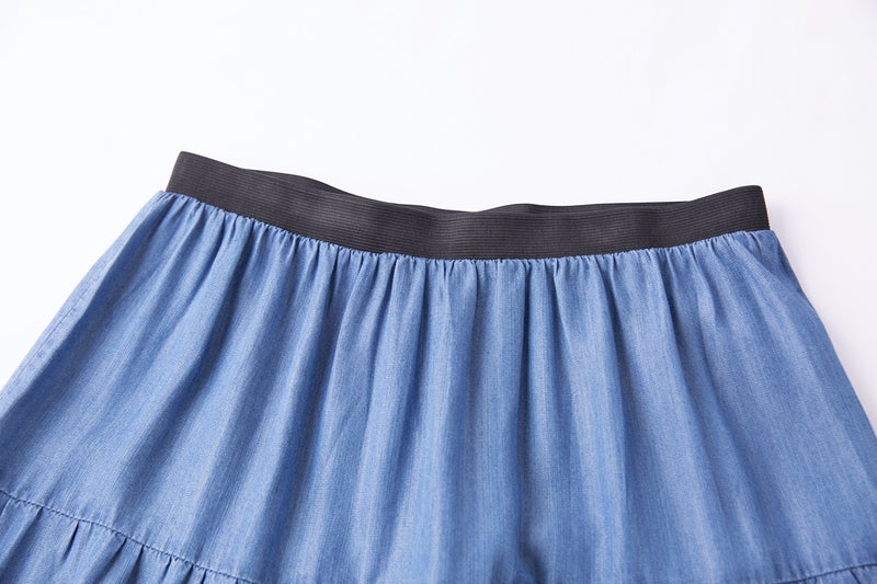 Tronjori Womens A Line Long Lightweight Tencel Denim Tiered Skirt with Multi Layers(M, Blue Multi Layer) - Image 3