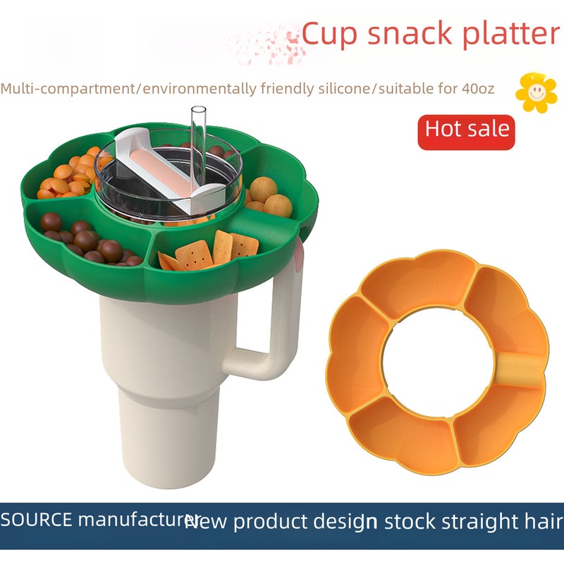 Cross-Border Hot-Selling Silicone Snack Platter Suitable for Stanley Cup 40oz Reusable Snack Cup Holder(Green, Snack platter-30oz) - Image 2