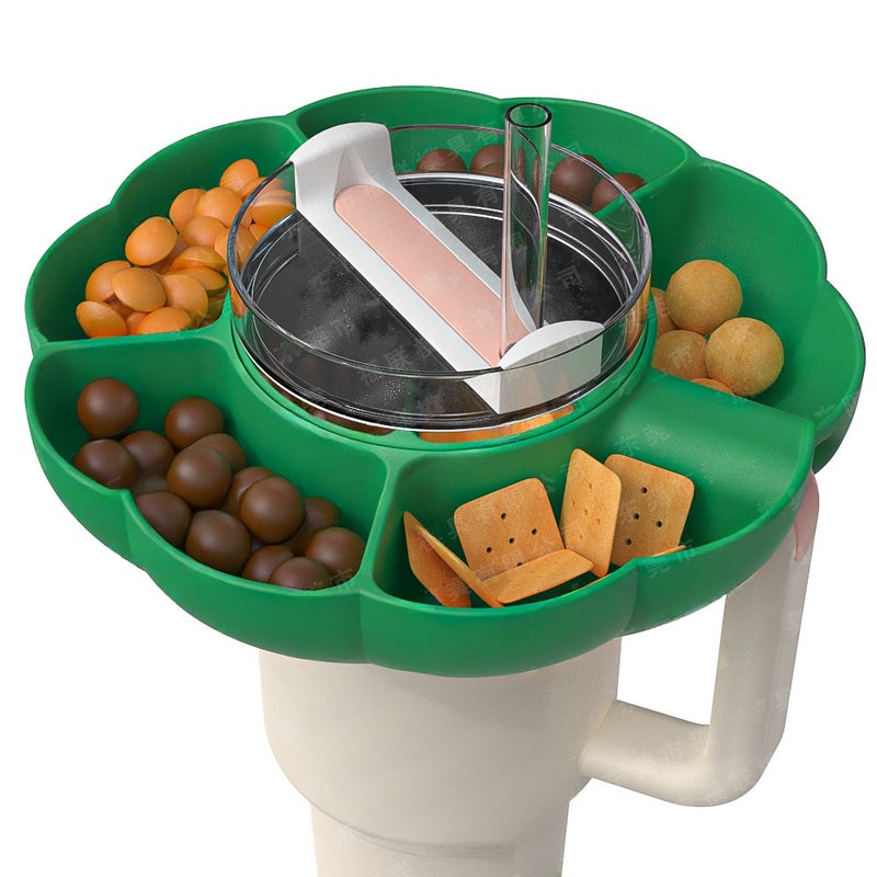 Cross-Border Hot-Selling Silicone Snack Platter Suitable for Stanley Cup 40oz Reusable Snack Cup Holder(Green, Snack platter-30oz) - Image 1