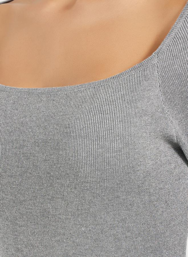 Styli Grey Knit Midi Dress - Image 3