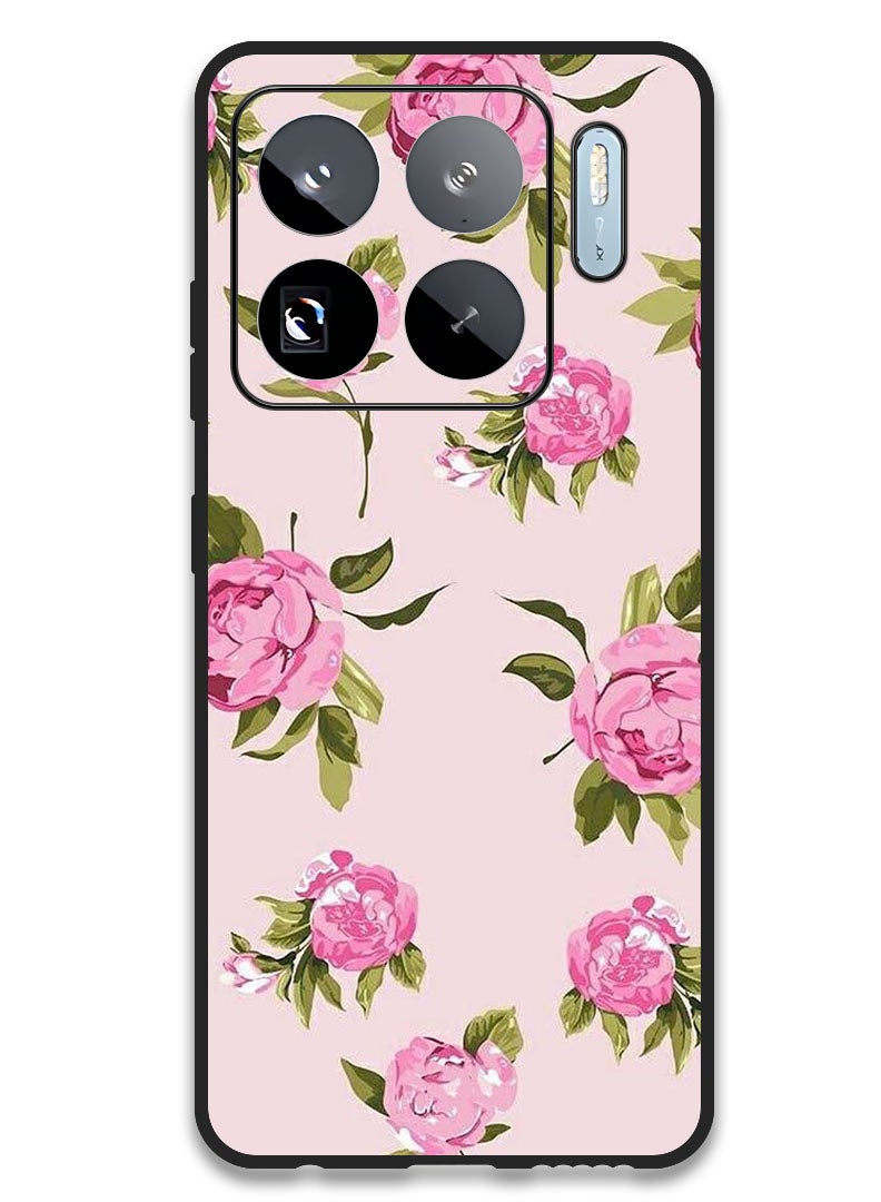 Theodor Case Compatible with Xiaomi 15S Pro 6.73 Inch Protection Shockproof Bumper Cover Hand Painting Pink Flower - Image 1