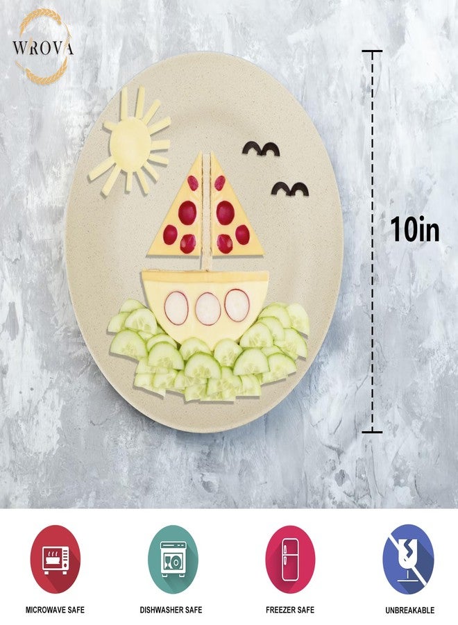 Wrova Wheat Straw Dinner Plates 10 Inch Unbreakable Set of 8 - Dishwasher & Microwave Safe Plastic Plates Reusable - Lightweight Plates for kitchen,camping,salad,appetizer - Beige - Image 2