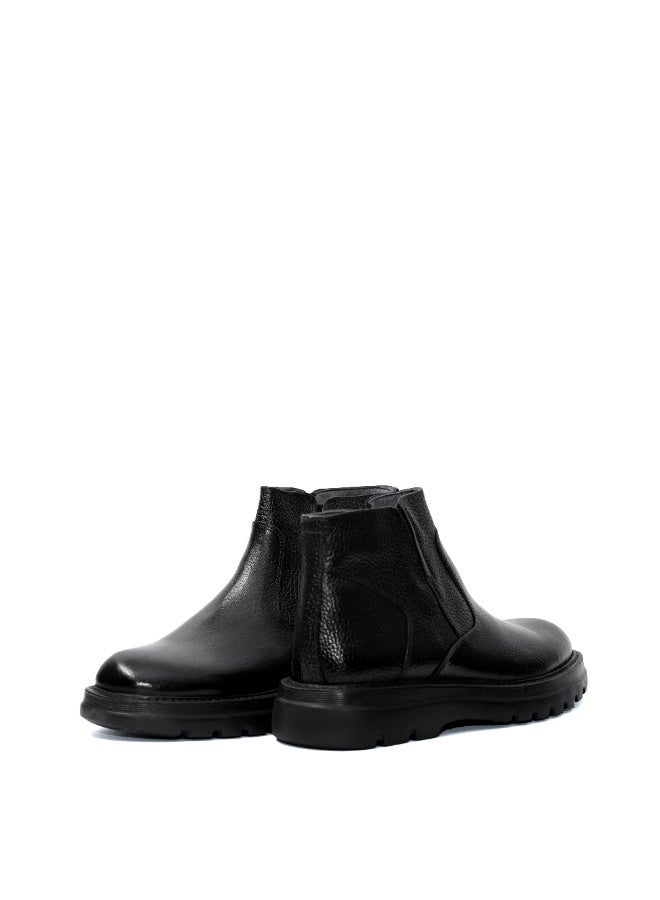 Levent Men Genuine Leather Half Boot - Black - Image 1