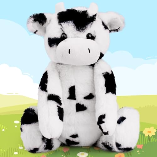 LotFancy Cow Stuffed Animal 16 inch Tubbie Wubbie Soft Plush Cow for Babies Farm Animal Toy Birthday for Boys Girls White and Black Kids Room Decoration Easter Decorations - Image 1