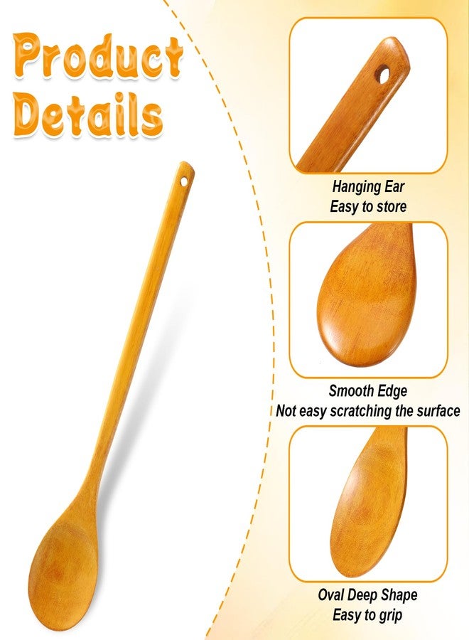 Exircy Long Wooden Spoon, Wooden Spoons for Cooking, 15.7 Inch Wood Mixing Spoon Simple Long Handle Wood Spoons for Home Kitchen Restaurant Stirring Cooking Serving Mixing Supplies - Image 4