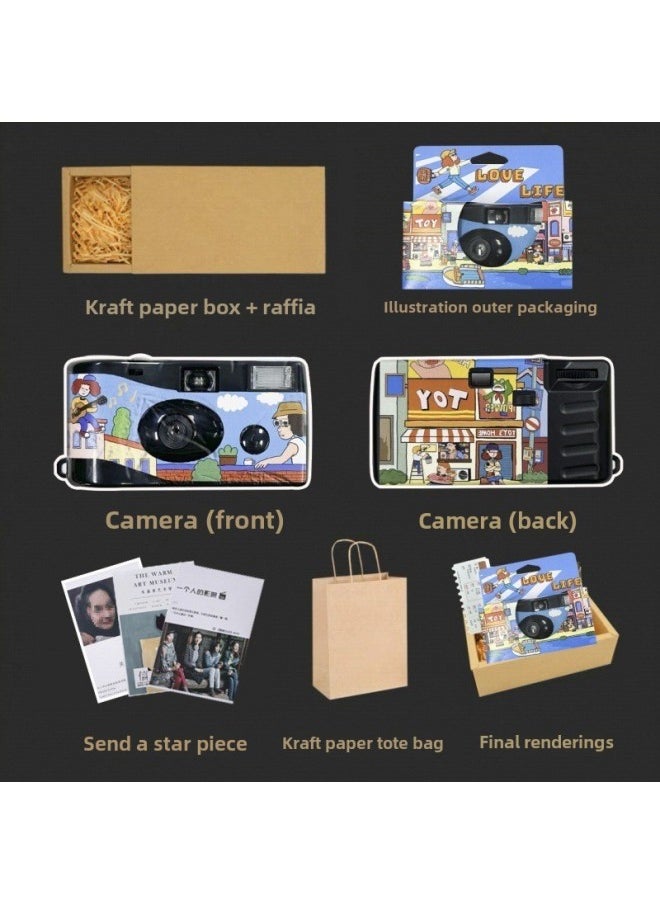 Generic Fools Develop Disposable Film Color Kodak Children's Film Camera Retro Machine 1M35-Color:"love Life" Half-frame Camera 36 Iso400 Degrees  - Image 1