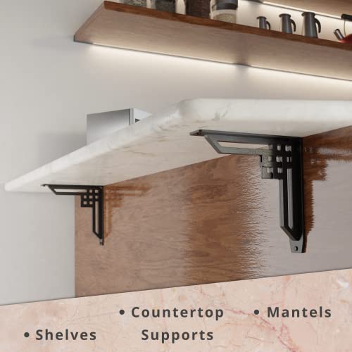 Starby Heavy Duty Handmade Steel Shelf Brackets (2 Pack) - Perfect as Metal Fireplace Mantel Corbels, Countertop Support or Decorative Shelf- Wrought Iron Black - 500# Capacity - (10" x 10" x 2") - Image 5