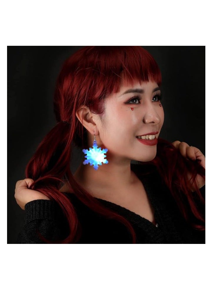 SYOSI 6 Pairs Snowflake Bulb LED Light up Earrings Bulb Dangle Drop Earrings Red Green Color Bulbs Dangling Charm Glow in the Dark Earring Jewelry Festival Gifts (Snowflake) - Image 4