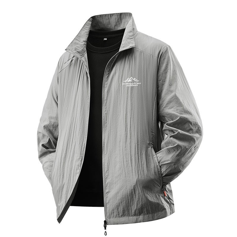 Jacket Men'S Spring And Sun Protection Clothing Thin Stand-Up Collar Windbreaker Men'S Casual Men'S Jacket Breathable Workwear Sun Protection Clothing - Image 1