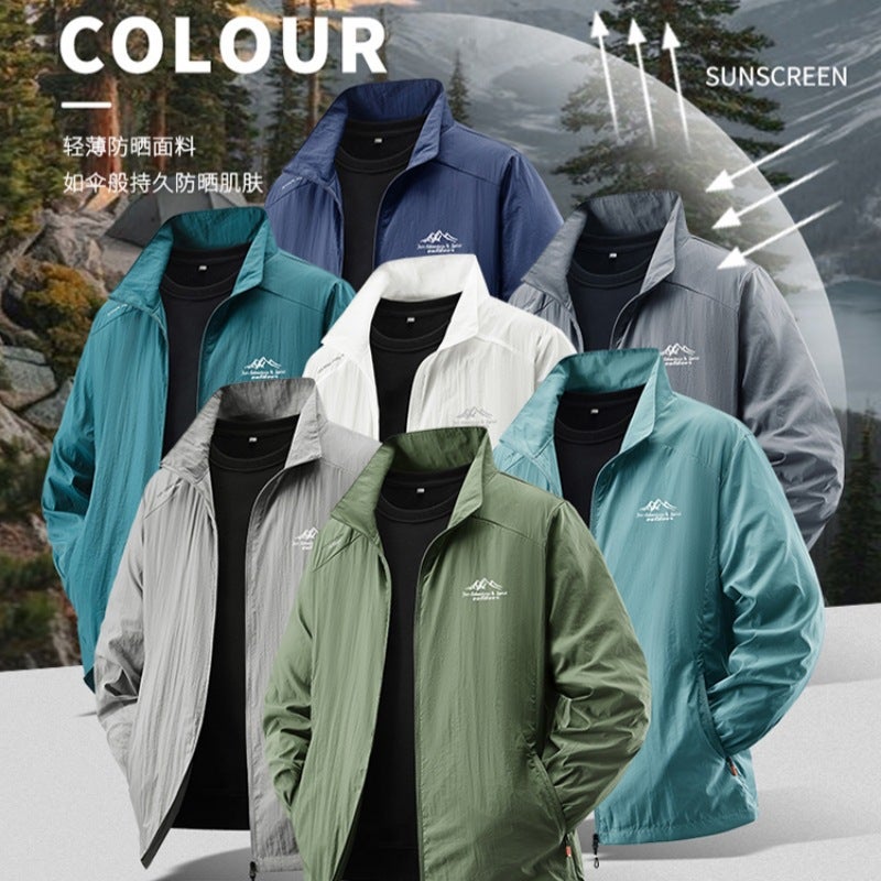 Jacket Men'S Spring And Sun Protection Clothing Thin Stand-Up Collar Windbreaker Men'S Casual Men'S Jacket Breathable Workwear Sun Protection Clothing - Image 4