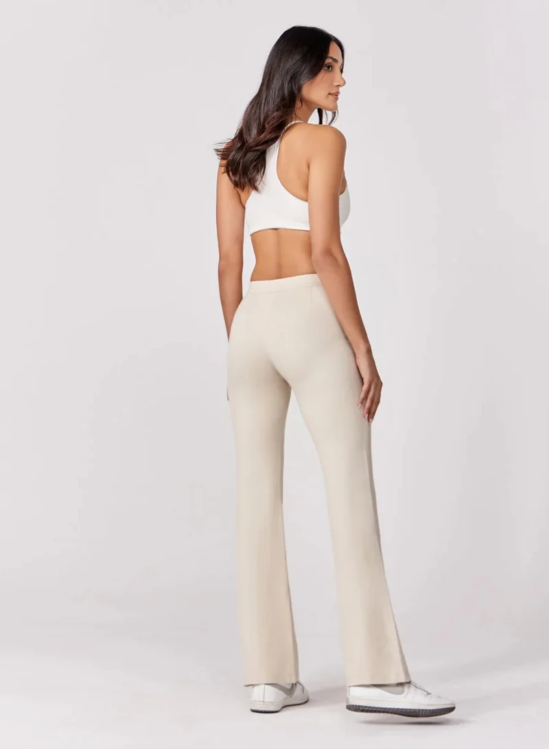 Zigzag Ponte Flared Beige Pant