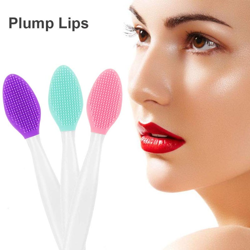 Finrray 3PCS Silicone Exfoliating Lip Brush 2 in 1 Double-Sided Soft & 2PCS Facial Cleaning Brushes Pad for Smoother and Fuller Lip Appearance Cleanning Blackhead - Image 2