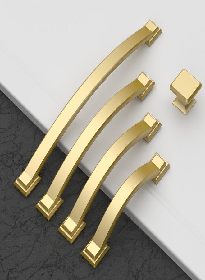 Amerdeco 10 Pack Brushed Gold Cabinet Pulls 3 Inch(76mm) Hole Centers, Handles for Kitchen Cabinet Hardware, Arch Cabinet Handles for Bathroom Dresser Drawer Handles ZH0016… - Image 3