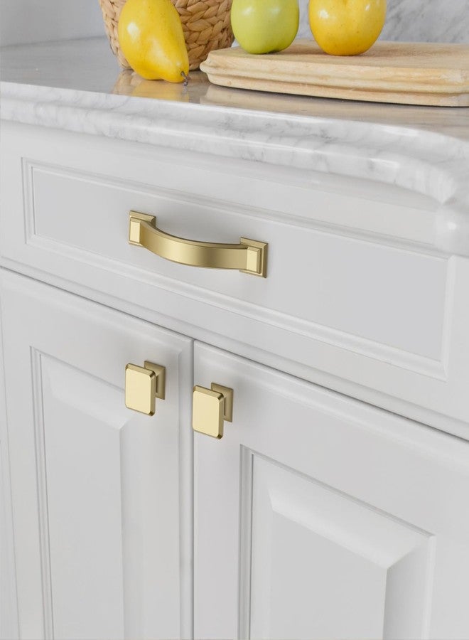 Amerdeco 10 Pack Brushed Gold Cabinet Pulls 3 Inch(76mm) Hole Centers, Handles for Kitchen Cabinet Hardware, Arch Cabinet Handles for Bathroom Dresser Drawer Handles ZH0016… - Image 4