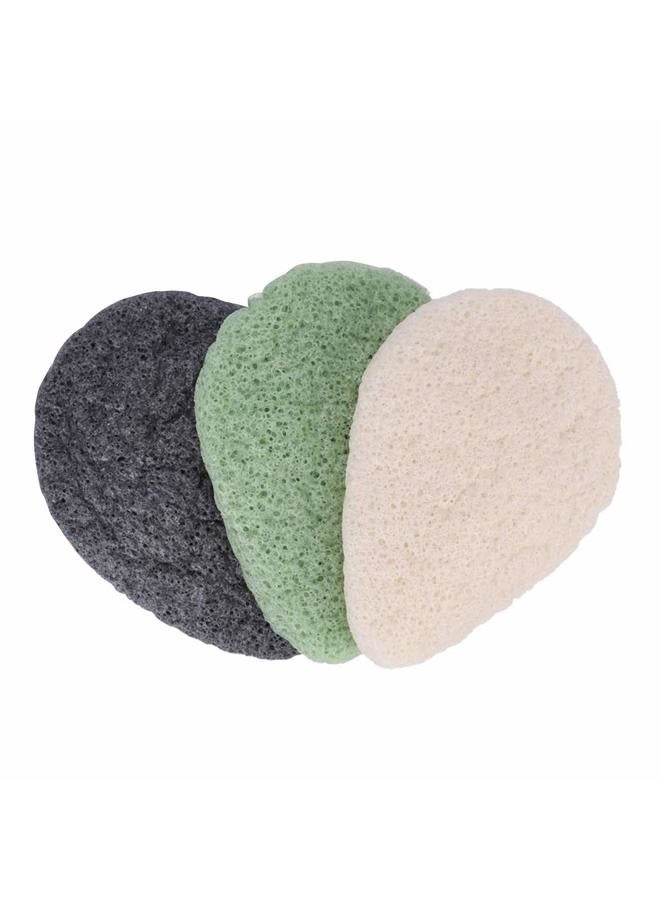 JOSALINAS Nature Konjac Facial Sponge 3 Packs with Activated Bamboo Charcoal for Cosmetic Face Cleaning, Raindrop - Image 4