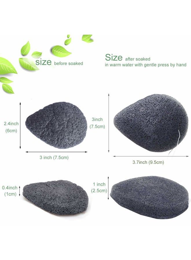 JOSALINAS Nature Konjac Facial Sponge 3 Packs with Activated Bamboo Charcoal for Cosmetic Face Cleaning, Raindrop - Image 2