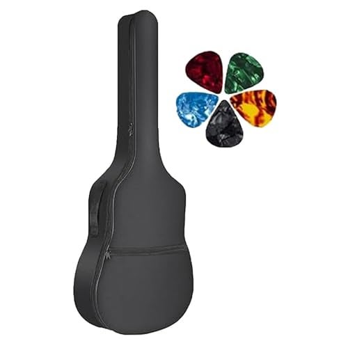 IMAGINEA Synthetic 41 Inch Acoustic Guitar Bag For Guitar | Padded Waterproof Guitar Bags | Guitars Cover Gig Bags with 5 Picks, Adjustable Shoulder Strap Guitar Bag | Guitar Case Cover Bag, Black - Image 1