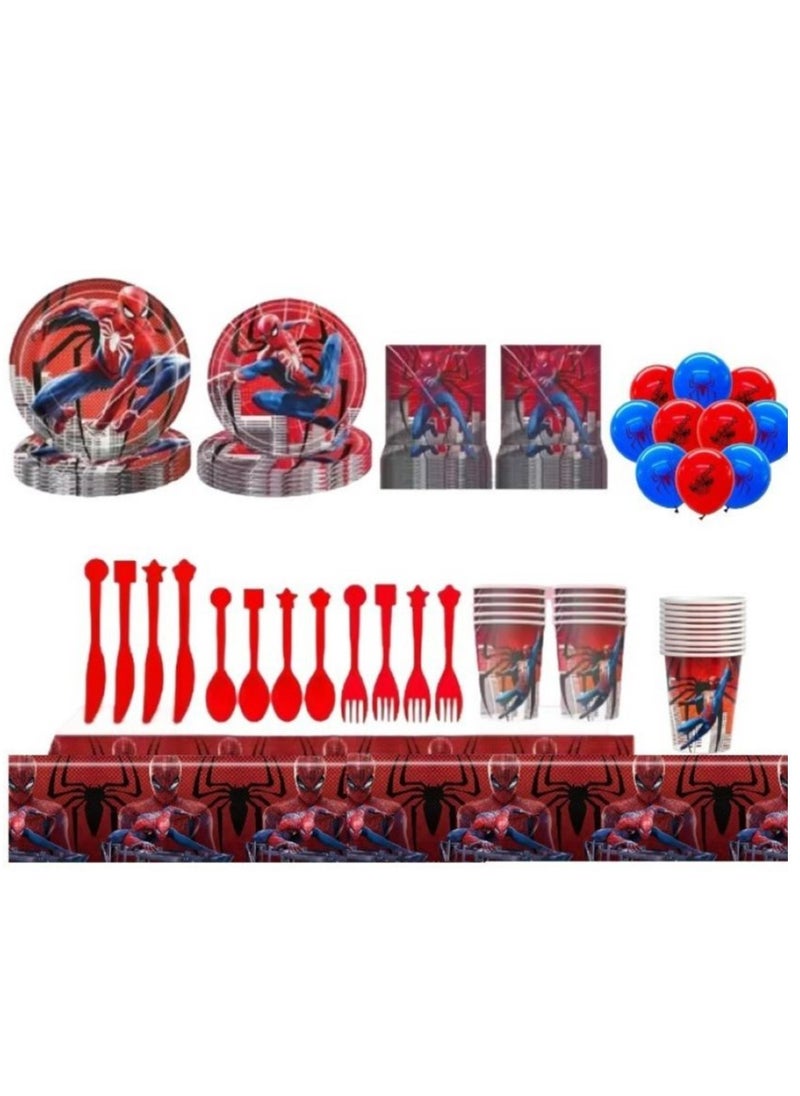 Spiderman Birthday Decoration, 10 Guests Party Tableware Birthday Superhero for Kids, Spiderman Plates, Paper Cups, Napkins, Tablecloths, Balloons Party Set -96 Pcs. - pzsku/Z65355F052E0F90930058Z/45/_/1711186452/3411326b-5bb3-4f64-8381-3a741a57a9c7