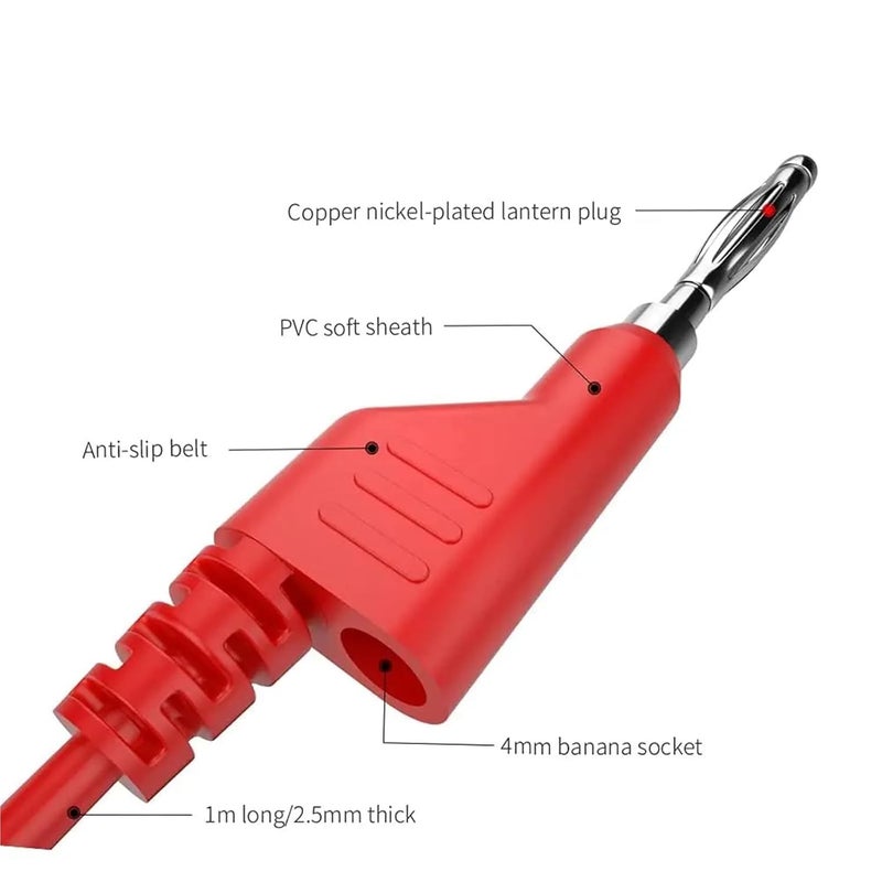 Test Leads with Alligator Clips 6PCS 1000V 15A Banana Plug Test Leads, 3.3ft/1m Red/Black for Multimeter(Red) - Image 5