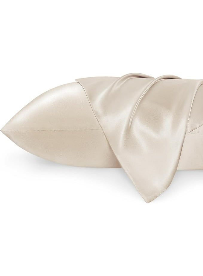 2-Pack Luxurious Mulberry Silk Pillowcases,20 Momme Satin Weave, Hypoallergenic Solid Color Envelope Closure, Machine Washable, Designed for Hair and Skin,20-25gsm
