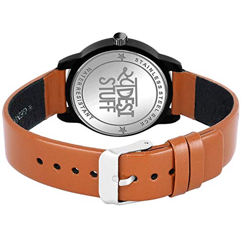 SWADESI STUFF Leather Analogue Girl's & Women Watch (Green Dial Brown Colored Strap), Brown Band - Image 4