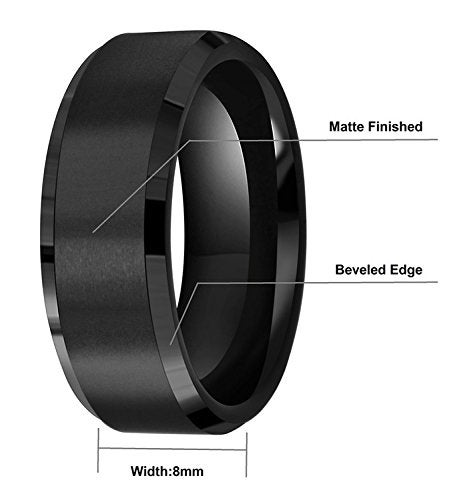 CROWNAL 6mm 8mm 10mm Black Tungsten Wedding Band Ring Men Women Matte Finish Beveled Edges Comfort Fit Size 5 To 17 (8mm,16) - Image 3