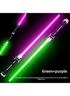 Laser Sword Retractable Lightsaber Two-in-one Seven-color Flash Stick Stall Export Special Logo-Color:18 Lights/Purple + Green (audible)-no Battery
