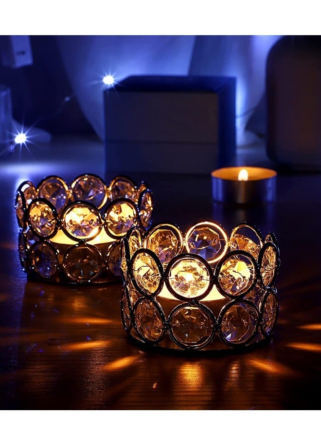 XiuWoo 6 Gold Crystal Tea Light Candle Holders Small Bowl Votive Holders, Decorative Tealight Pillar Stands Centerpieces for Dining Table Wedding Party Home Decor - Image 2
