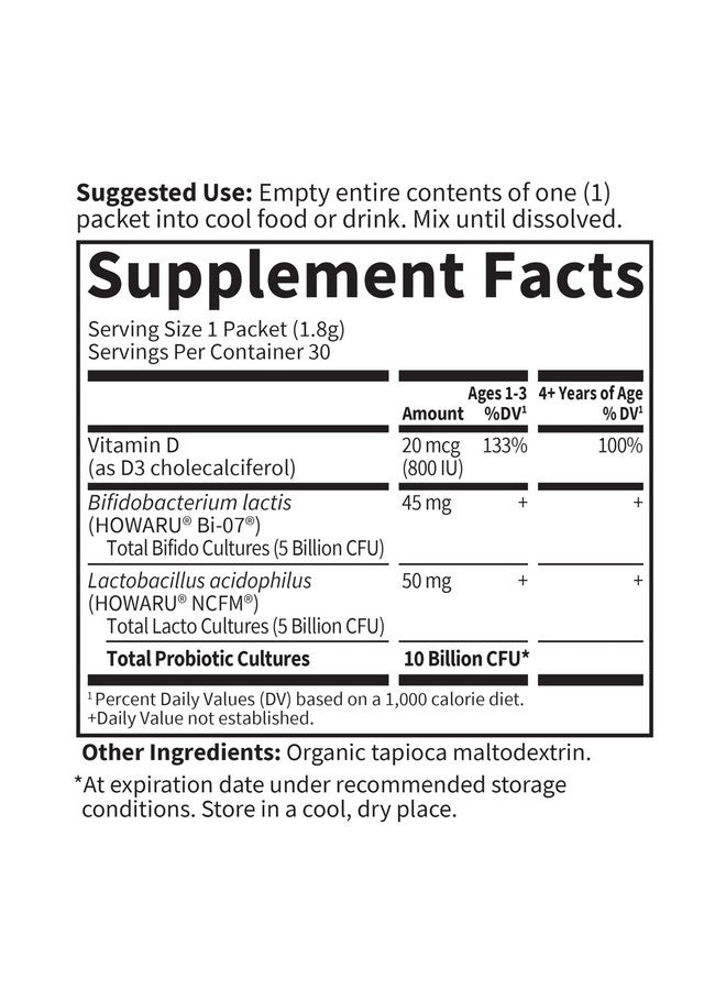 جاردن أوف لايف عبوة بروبيوتيك للأطفال من جاردن أوف لايف، ١٠ مليارات وحدة تشكيل مستعمرة، مع فيتامين د٣ - يدعم العظام والأسنان والوظيفة المناعية، مسحوق بدون نكهة، علبة كرتونية، ٣٠ قطعة - Image 5