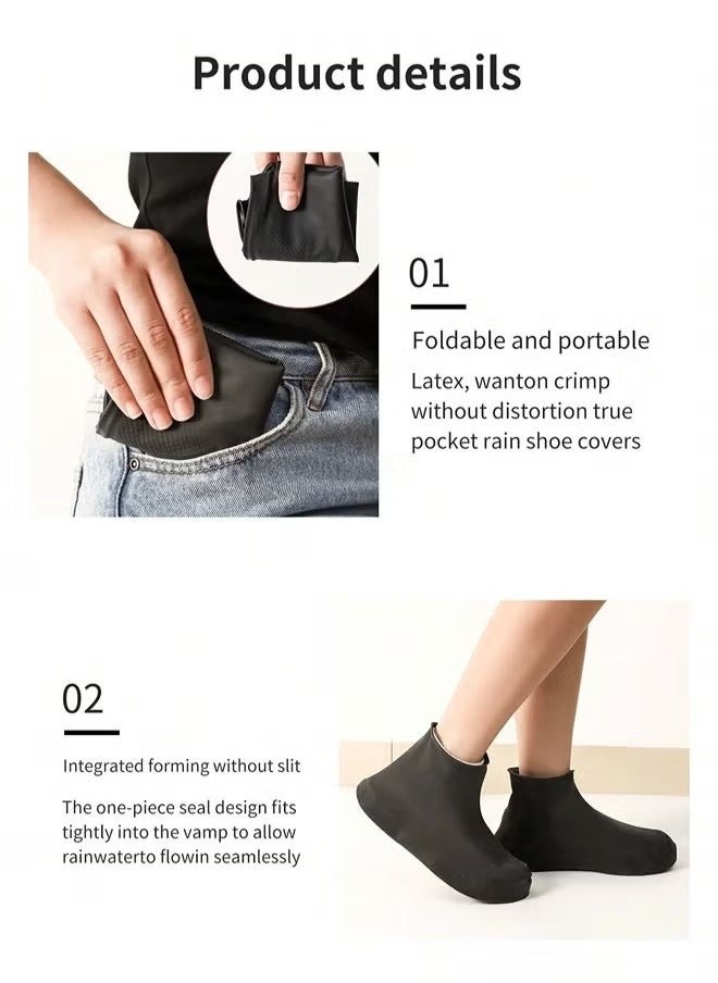 GMORO 2 Pairs Waterproof Shoe Covers, Non-Slip Water Resistant Overshoes Silicone Rain Shoe Cover Outdoor cycling Protectors apply to Men, Women  - Image 2