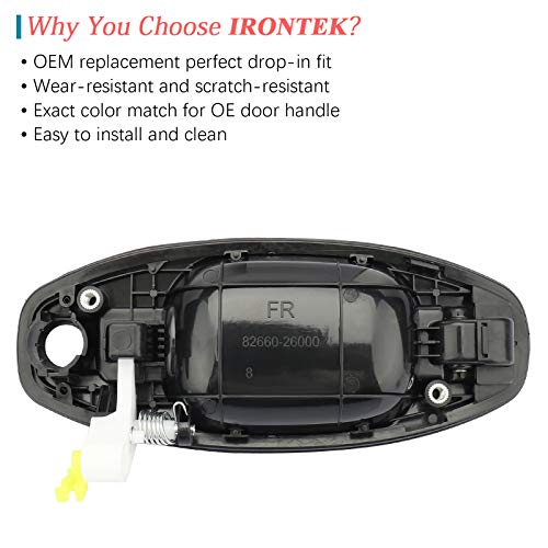 IRONTEK Exterior Door Handle Front Passenger Side 82660-26000 OE Replacement FITS 2001-2006 for Hyundai Santa Fe, Black 1PCS - Image 3