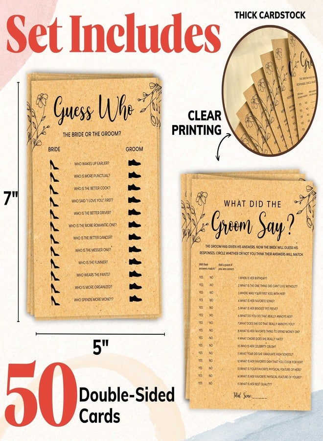 STOFINITY Guess Who Bride Or Groom Bridal Shower Game - 50 Pcs What Did The Groom Say Game, Bridal Party Games Ideas, Wedding Games for Guests Bride Shower Decorations - Image 2