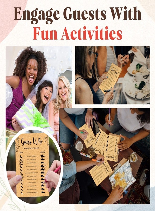 STOFINITY Guess Who Bride Or Groom Bridal Shower Game - 50 Pcs What Did The Groom Say Game, Bridal Party Games Ideas, Wedding Games for Guests Bride Shower Decorations - Image 3