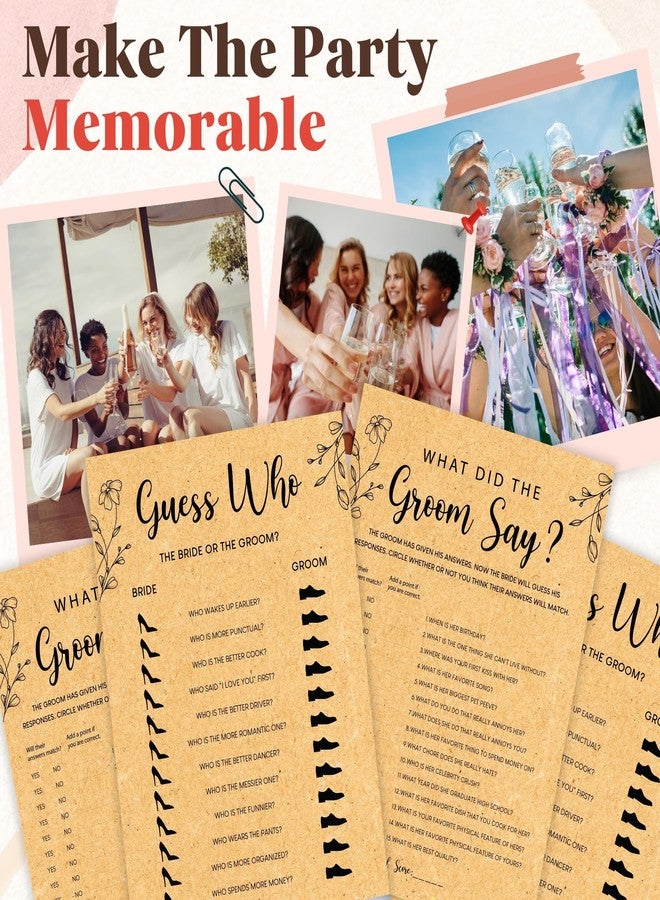 STOFINITY Guess Who Bride Or Groom Bridal Shower Game - 50 Pcs What Did The Groom Say Game, Bridal Party Games Ideas, Wedding Games for Guests Bride Shower Decorations - Image 5