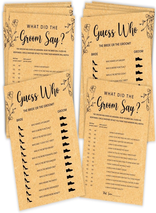 STOFINITY Guess Who Bride Or Groom Bridal Shower Game - 50 Pcs What Did The Groom Say Game, Bridal Party Games Ideas, Wedding Games for Guests Bride Shower Decorations - Image 1