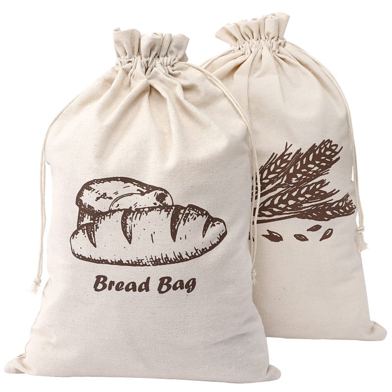 Augshy Bread Bag 2 Pieces Linen Bread Bags for Homemade Bread Container 175 115 Inches Unbleached  Reusable Bread Storage Natural Large Storage for Artisan Bread