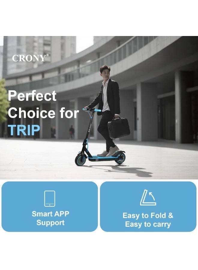 Crony M365 App E-Scooter For Kids/Teen, Max Speed 45km/H,25 km Range High-Speed Urban Commuter , 36v Battery Electric Scooter For Adults, Rear Disc Brake, App-Controlled Smart Scooter With Led Headlights, Portable Lightweight Aluminum Frame, 250w Brushless Motor, Off-Road Capable, Bluetooth Connectivity, Heavy Duty, Travel-Ready Design,Blue - Image 3