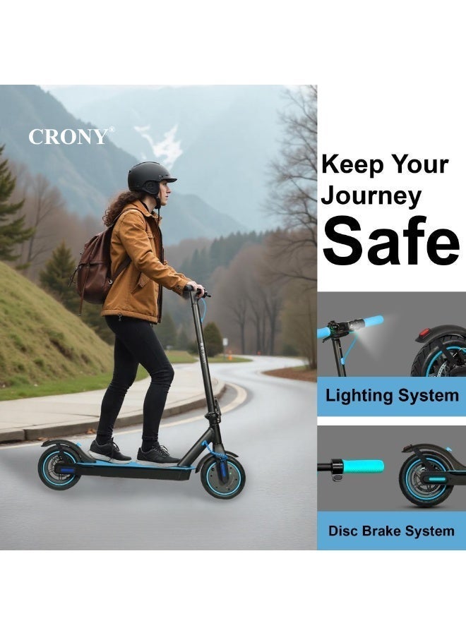 Crony M365 App E-Scooter For Kids/Teen, Max Speed 45km/H,25 km Range High-Speed Urban Commuter , 36v Battery Electric Scooter For Adults, Rear Disc Brake, App-Controlled Smart Scooter With Led Headlights, Portable Lightweight Aluminum Frame, 250w Brushless Motor, Off-Road Capable, Bluetooth Connectivity, Heavy Duty, Travel-Ready Design,Blue - Image 4