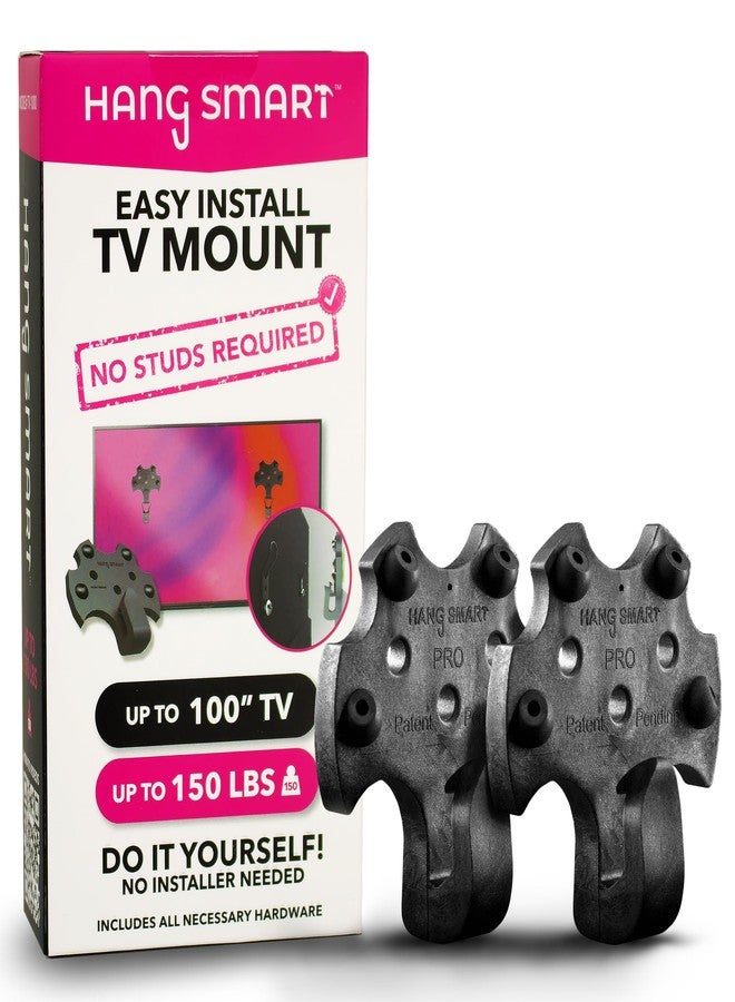 Hang Smart TV HangSmart TV® Wall Mount NO Stud - Original & Patented Easy Install, DIY for 19-100" TVs, Holds Up to 150LBS, Fits Most LED LCD Flat Screens & Monitors, Includes Hardware - Image 1