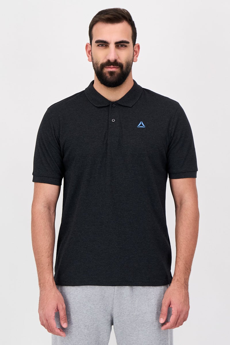 Reebok Men Sportswear Fit Short Sleeve Outdoor Polo Shirt, Dark Grey - Image 1