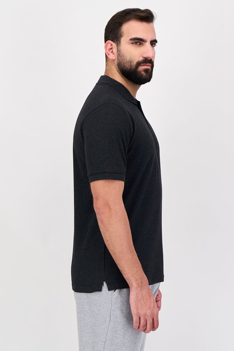 Reebok Men Sportswear Fit Short Sleeve Outdoor Polo Shirt, Dark Grey - Image 4