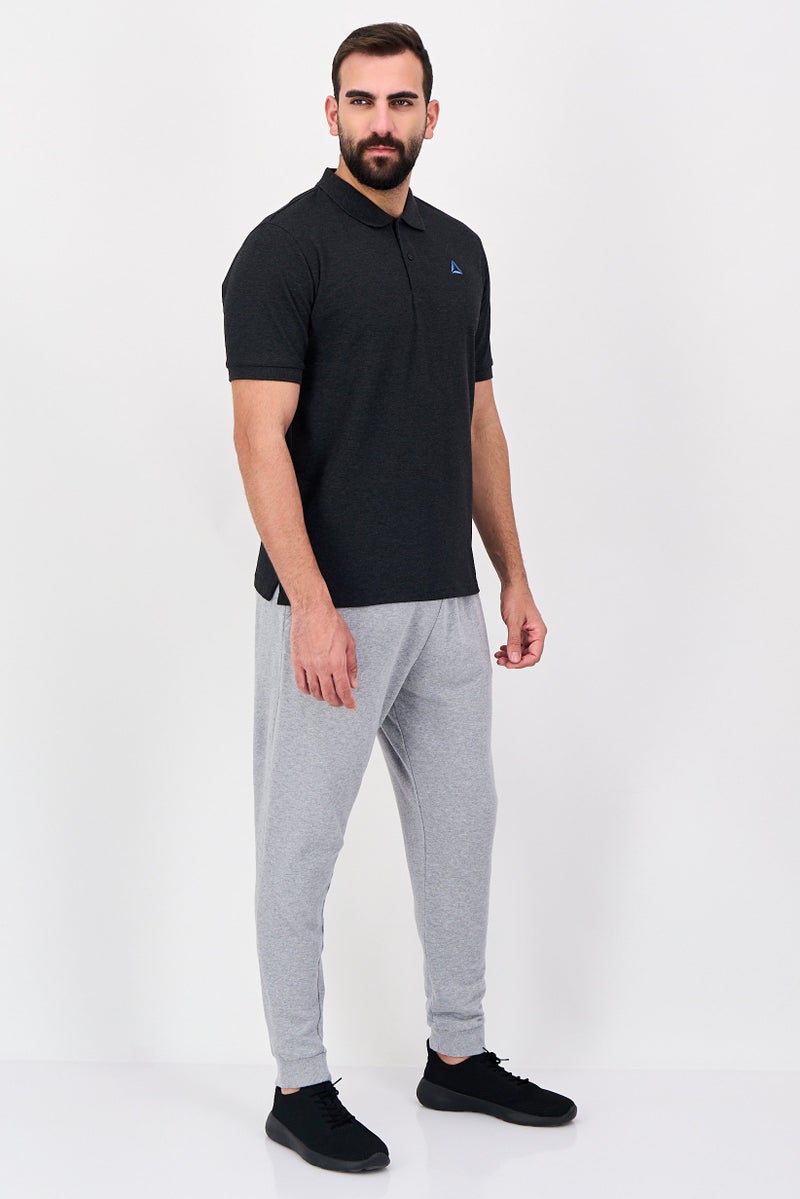 Reebok Men Sportswear Fit Short Sleeve Outdoor Polo Shirt, Dark Grey - Image 3