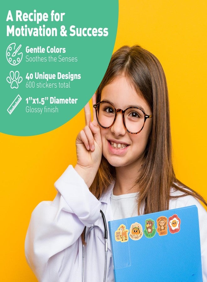 Sweetzer & Orange S&O 600 Large Otterly Fantastic Reward Stickers for Kids Classroom - Teacher Label for Students - Counselor & School Badges for Children- Funny Stickers for Kids - Good Job Badges with 40 Puns - Image 4