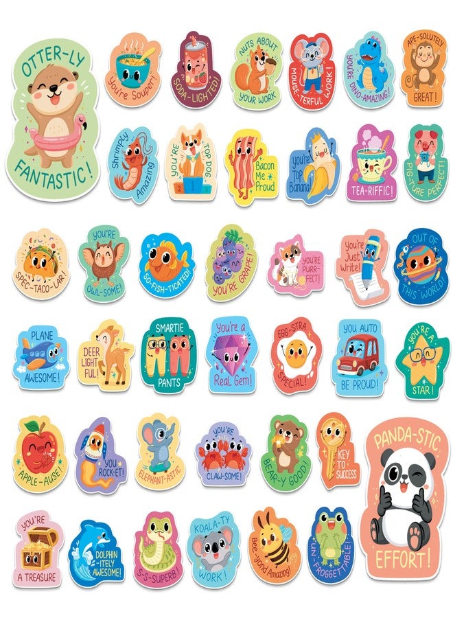 Sweetzer & Orange S&O 600 Large Otterly Fantastic Reward Stickers for Kids Classroom - Teacher Label for Students - Counselor & School Badges for Children- Funny Stickers for Kids - Good Job Badges with 40 Puns - Image 1